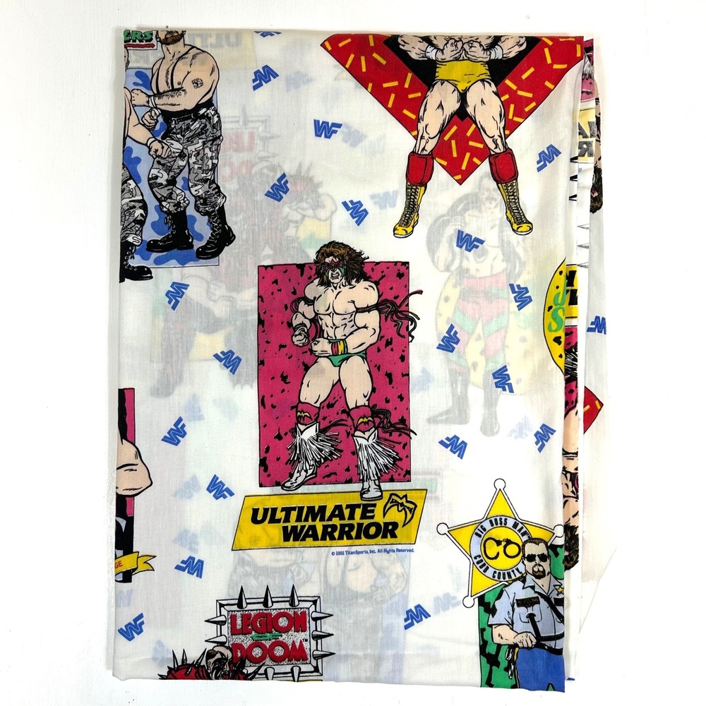 Vintage 1991 WWF Wrestling Twin Flat Sheet Hulk Hogan Ultimate Warrior 90s Bibb